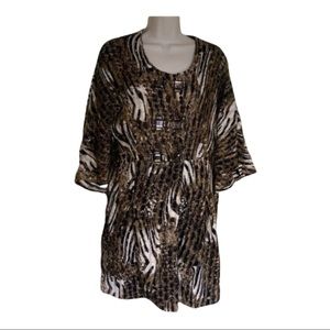 Alberto Makali Animal Print Textured Evening Dress Coat VTG